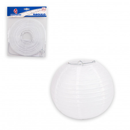 Lanterna redonda de papel branco de 20cm para decorar