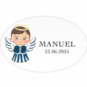 Adesivo ovalado design anjo menino