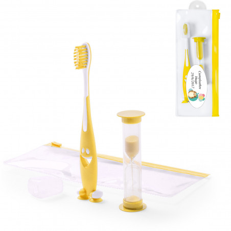Conjunto de escova de dentes infantil personalizado com cronômetro de areia e estojo transparente, presente divertido para