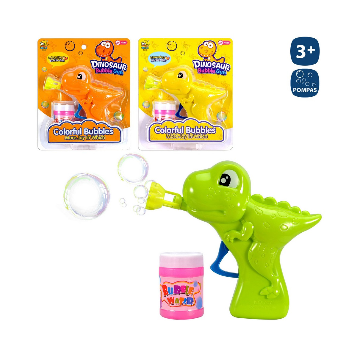Pistola de bolha de fricção de dinossauro para detalhes infantis