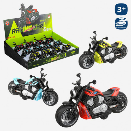 Motocicleta de brinquedo de retrofricção para detalhes
