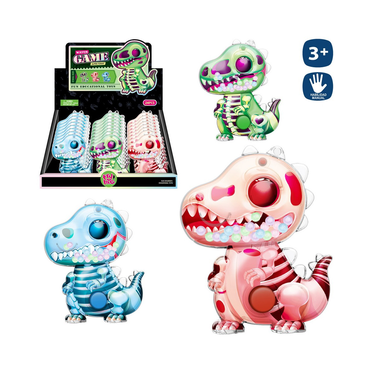 Jogo de água habilidade design dinossauro colorido para detalhes