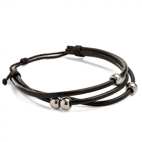 Pulseira preta ajustável com bolas metálicas
