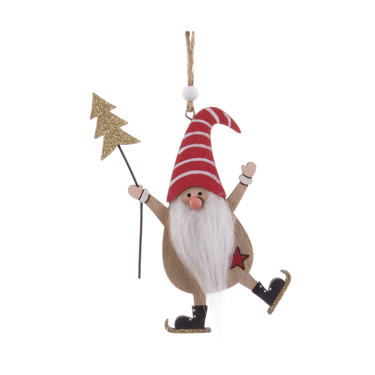 Pingente de papai noel de madeira para decoração de natal