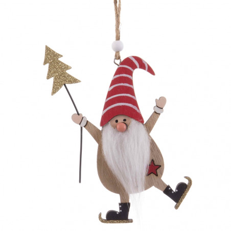 Pingente de papai noel de madeira para decoração de natal
