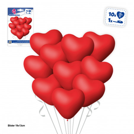 Baloons coração vermelhos 12 unidades para decorar