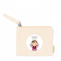 Porta-moedas de algodão com adesivo 5 cm design anjo para lembranças de batizado menina