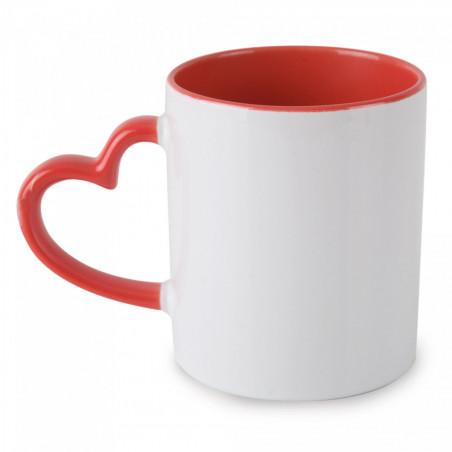 Chal bordô em caneca com alça em forma de coração e adesivo romântico para o dia dos namorados