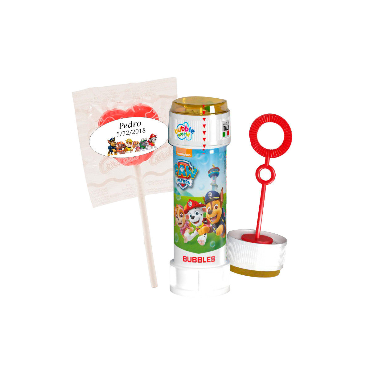 Pompero patrulha canina com pirulito personalizado para presentear