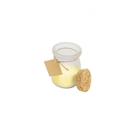 Vela aromática de baunilha com adesivo design anjo para detalhes batizado menino