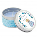 Vela aromática em lata personalizada para primeira comunhão lembrança doce e decorativa