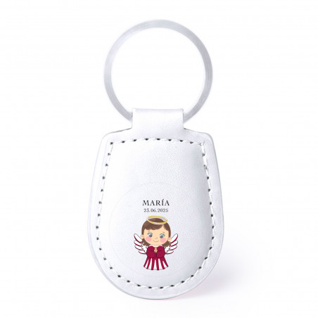 Chaveiro de poliuretano com adesivo transparente, design de anjo para lembranças de batizado de menina
