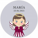 Chaveiro de poliuretano com adesivo transparente, design de anjo para lembranças de batizado de menina