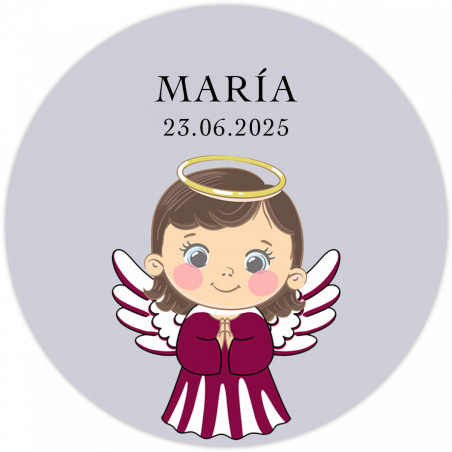 Chaveiro de poliuretano com adesivo transparente, design de anjo para lembranças de batizado de menina