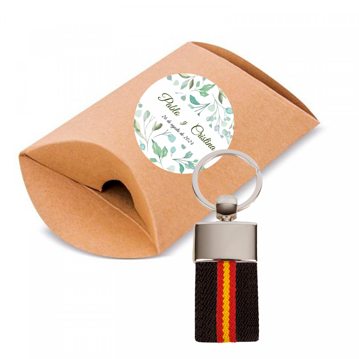 Chaveiro elegante em estojo kraft personalizável para detalhes