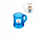 Jarra de shot azul com adesivo de anjo menino para batizados