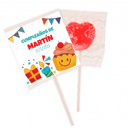 Piruleta sem glúten personalizável para detalhes de aniversário