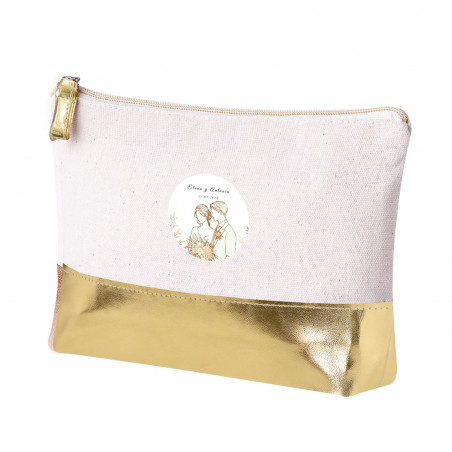Bolsa de toalete de algodão personalizada com adesivo de casamento