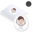 Imã redondo de cerâmica personalizado para comunhão de menino