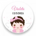 Chaveiro personalizável com adesivo de anjo em elegante caixa para lembranças