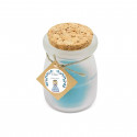 Vela aromática azul com tampa de cortiça e cartão personalizado para Comunhão de menina