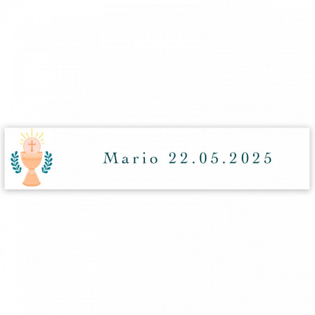 Caneta Pierre Cardin semi gel azul marinho com adesivo de primeira comunhão para detalhes de menino