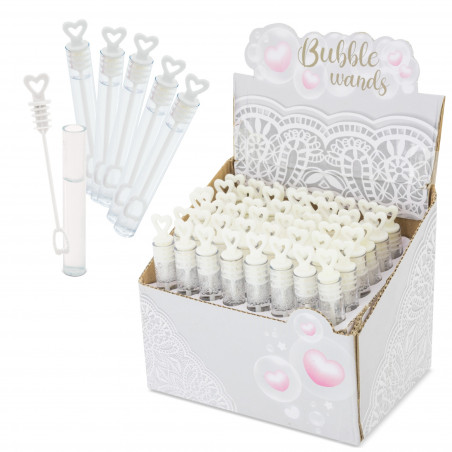 Mini pomperos com fixação de coração em pacote de 48 unidades com adesivos de casamento personalizados