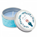 Vela aromática em lata metálica com corda personalizada para primeira comunhão menino