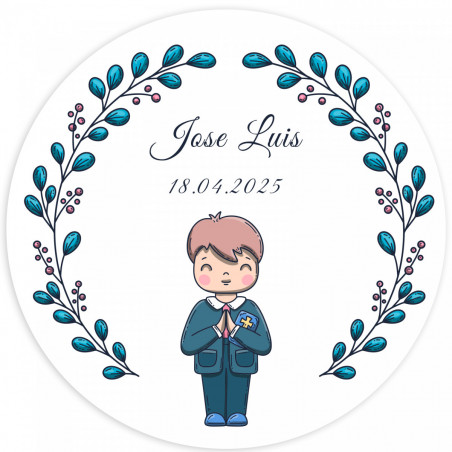 Vela aromática em lata metálica com corda personalizada para primeira comunhão menino