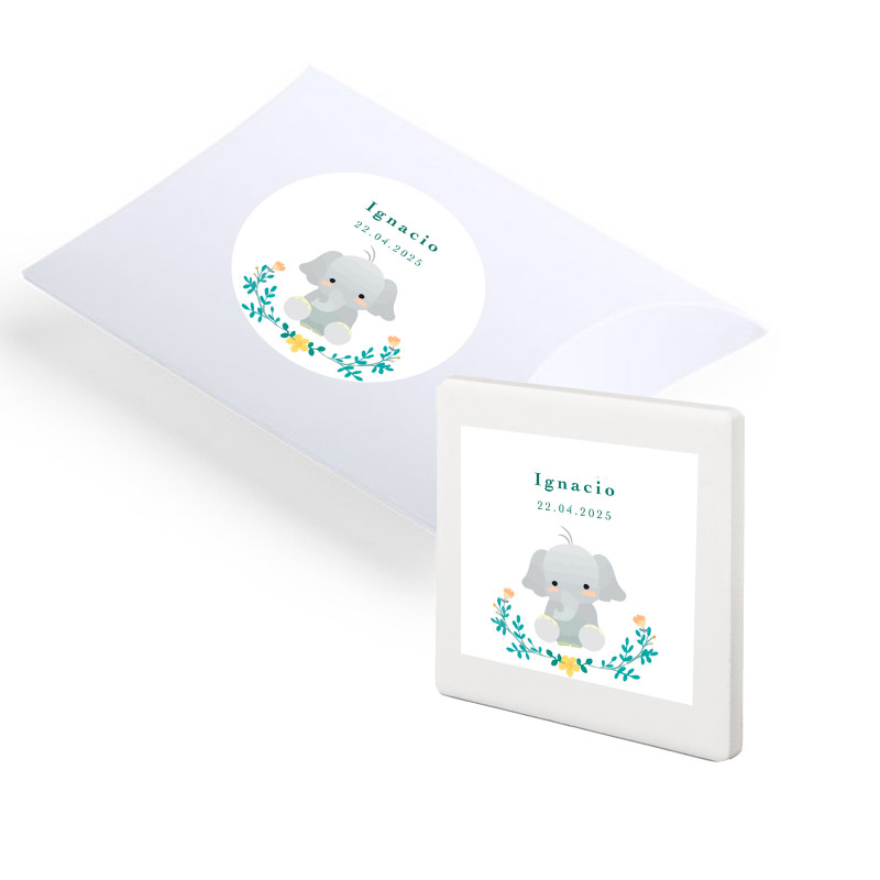 Imã de cerâmica personalizado com adesivo de batizado e caixa de apresentação