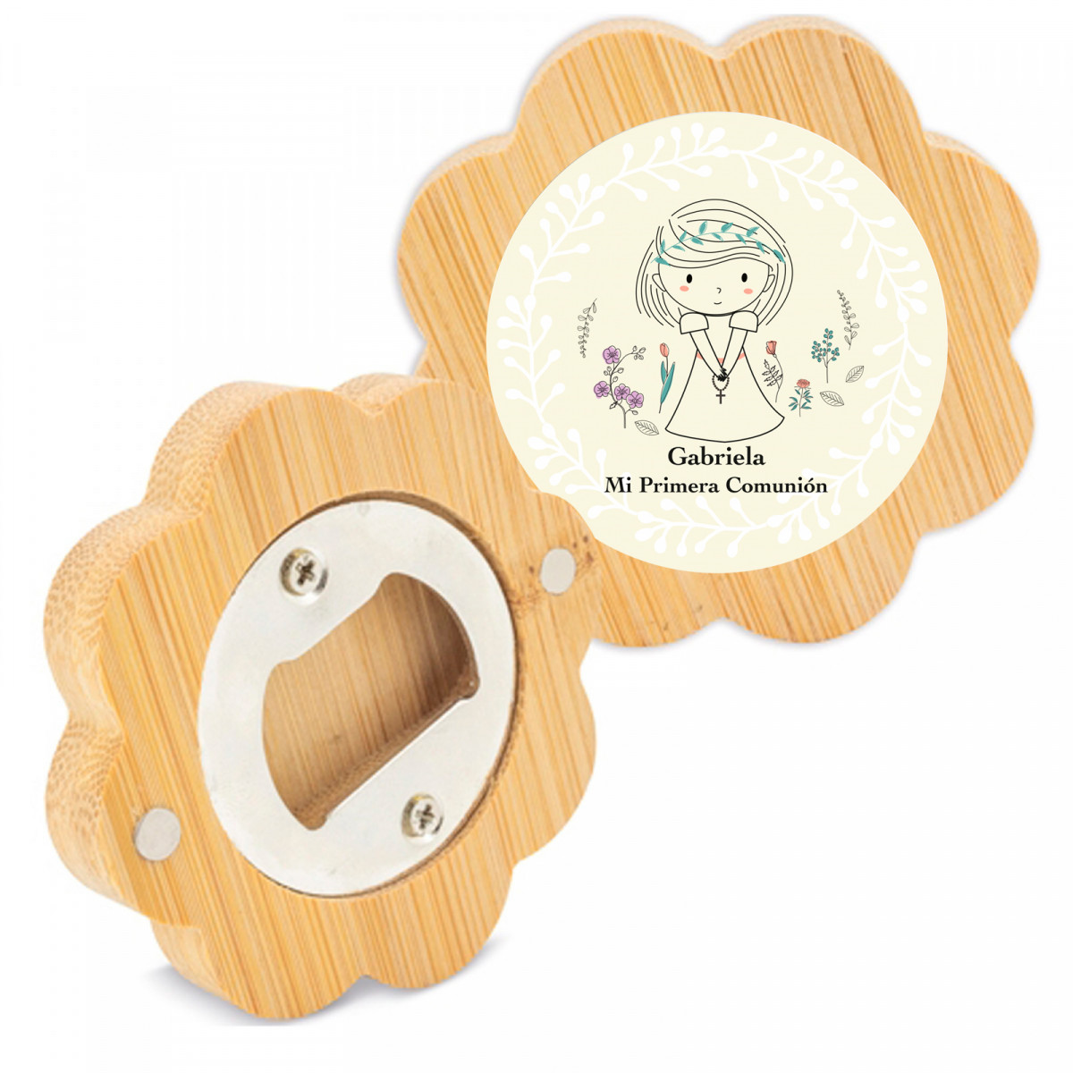 Abridor de Garrafa de Bambu com Ímã Personalizado Lembrança Perfeita para Comunhões