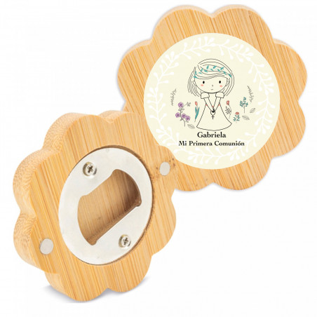 Abridor de Garrafa de Bambu com Ímã Personalizado Lembrança Perfeita para Comunhões