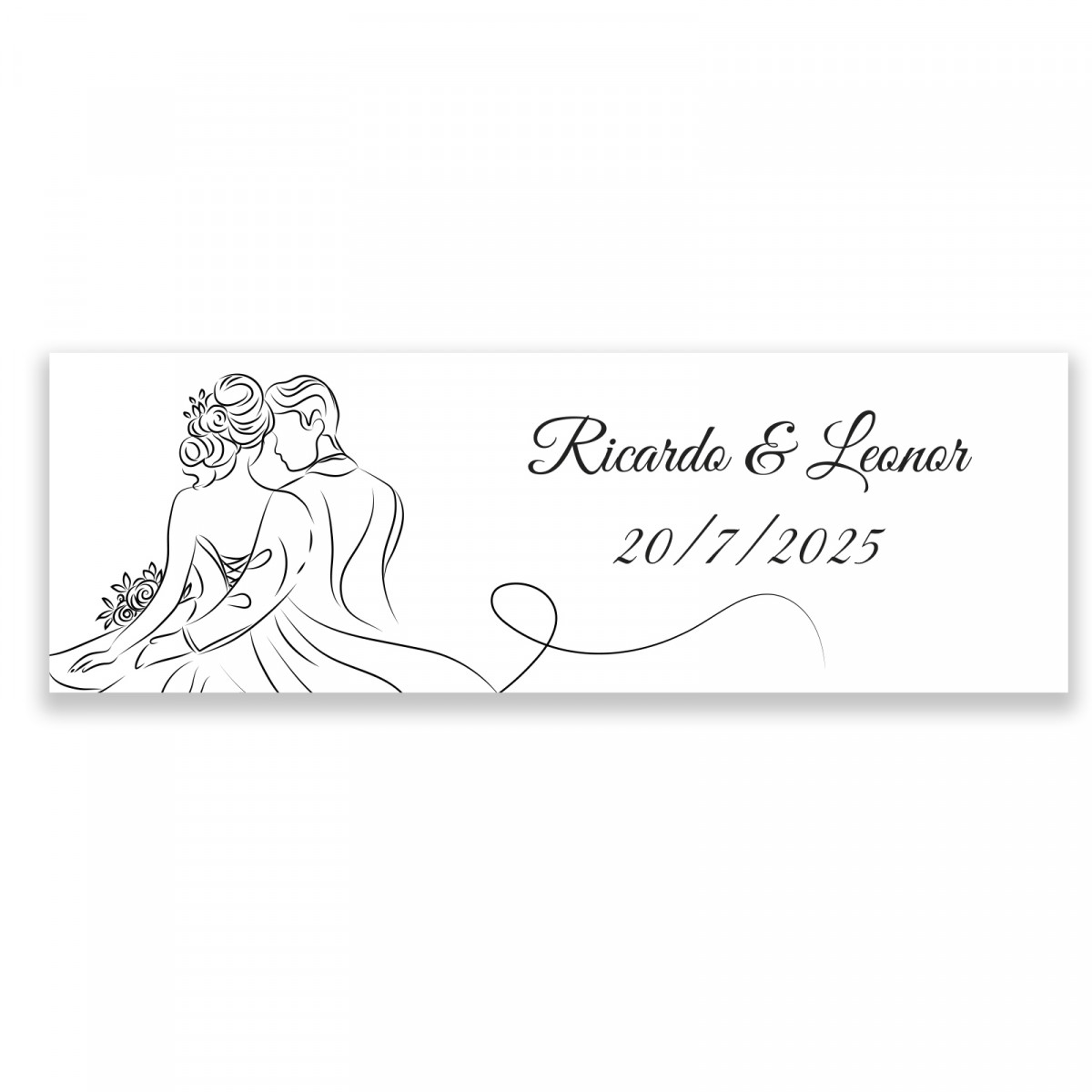 Adesivo personalizado 6x2 design linear noivos para Casamento