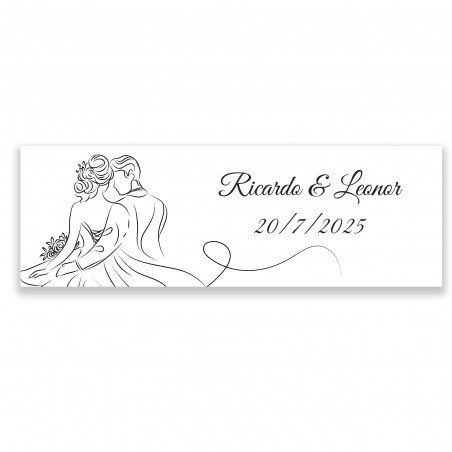 Adesivo personalizado 6x2 design linear noivos para Casamento