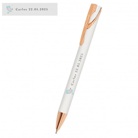 Caneta Pierre Cardin branca com adesivo personalizado para Comunhão