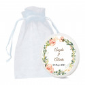 Imã de cerâmica com adesivo com flores e bolsa de organza para detalhes de eventos