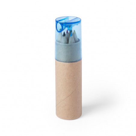 Lápis de cor em estojo personalizado com adesivo de casamento