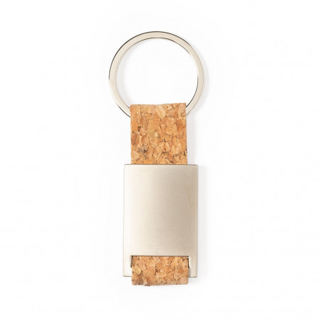 Chaveiro de cortiça e metal com adesivo personalizado de batizado
