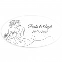 Adesivo personalizado oval design linear noivos para Casamento