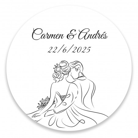 Adesivo personalizado 5cm design linear noivos para Casamento