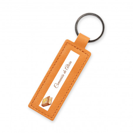 Chaveiro de couro com adesivo personalizado de comunhão