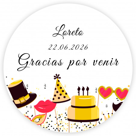 Adesivo 5cm feliz aniversário para decorar