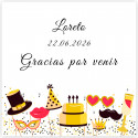 Adesivo quadrado 5x5cm feliz aniversário