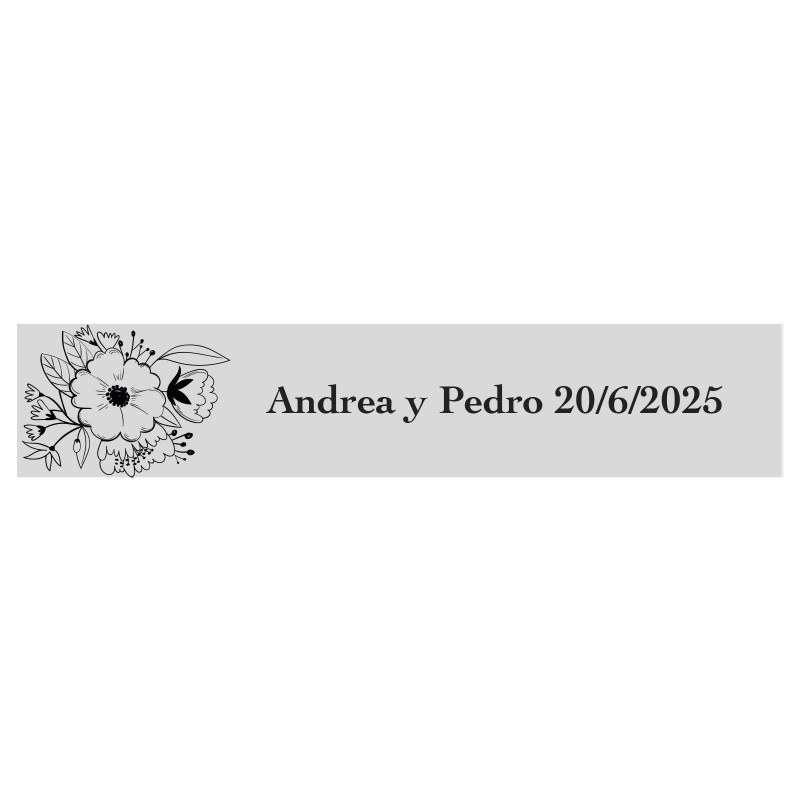 Adesivo personalizado 5x1 fundo transparente floral para eventos