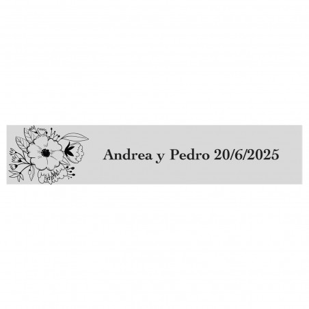 Adesivo personalizado 5x1 fundo transparente floral para eventos