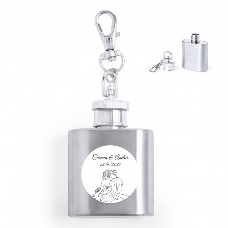 Chaveiro de balão de aço inoxidável com adesivo de noivos para detalhes do casamento