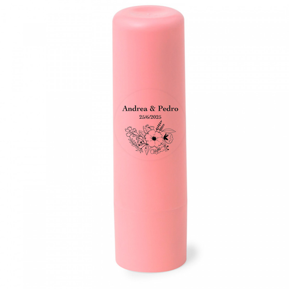 Bálsamo labial hidratante vegano com adesivo transparente ramo flores para detalhes