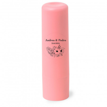 Bálsamo labial hidratante vegano com adesivo transparente ramo flores para detalhes
