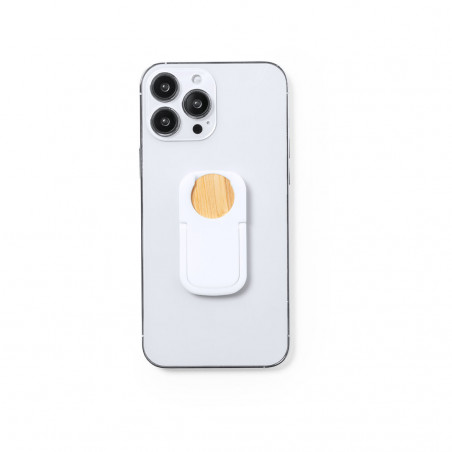 Suporte para celular com moeda de bambu personalizada com adesivo de comunhão em envelope kraft