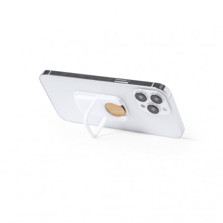 Suporte para celular com moeda de bambu personalizada com adesivo de comunhão em envelope kraft